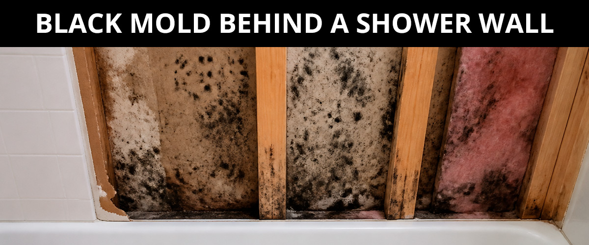 Black Mold Behind a Shower Wall